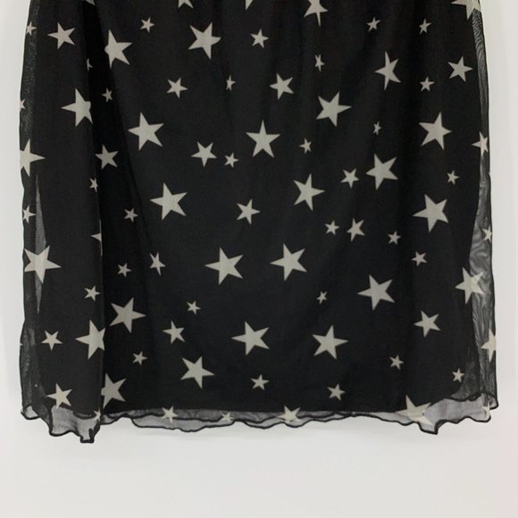 Nasty Gal Skirt Black White Star Print Mesh Mini Pull On NWT - Picture 7 of 15